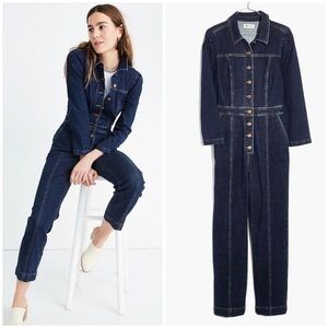 Madewell puff sleeves denim jumpsuit coverall